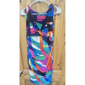 Lauren Ralph Lauren Dress Size 6 Sleeveless Abstract Print Ruched Cocktail Party